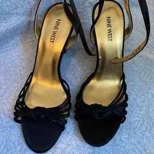 Open toe black heels